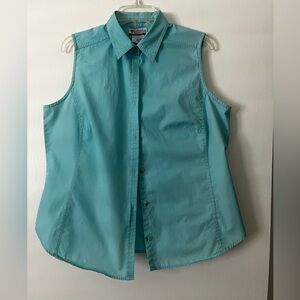 Columbia Women’s Aqua Blue Sleeveless Cotton Shirt